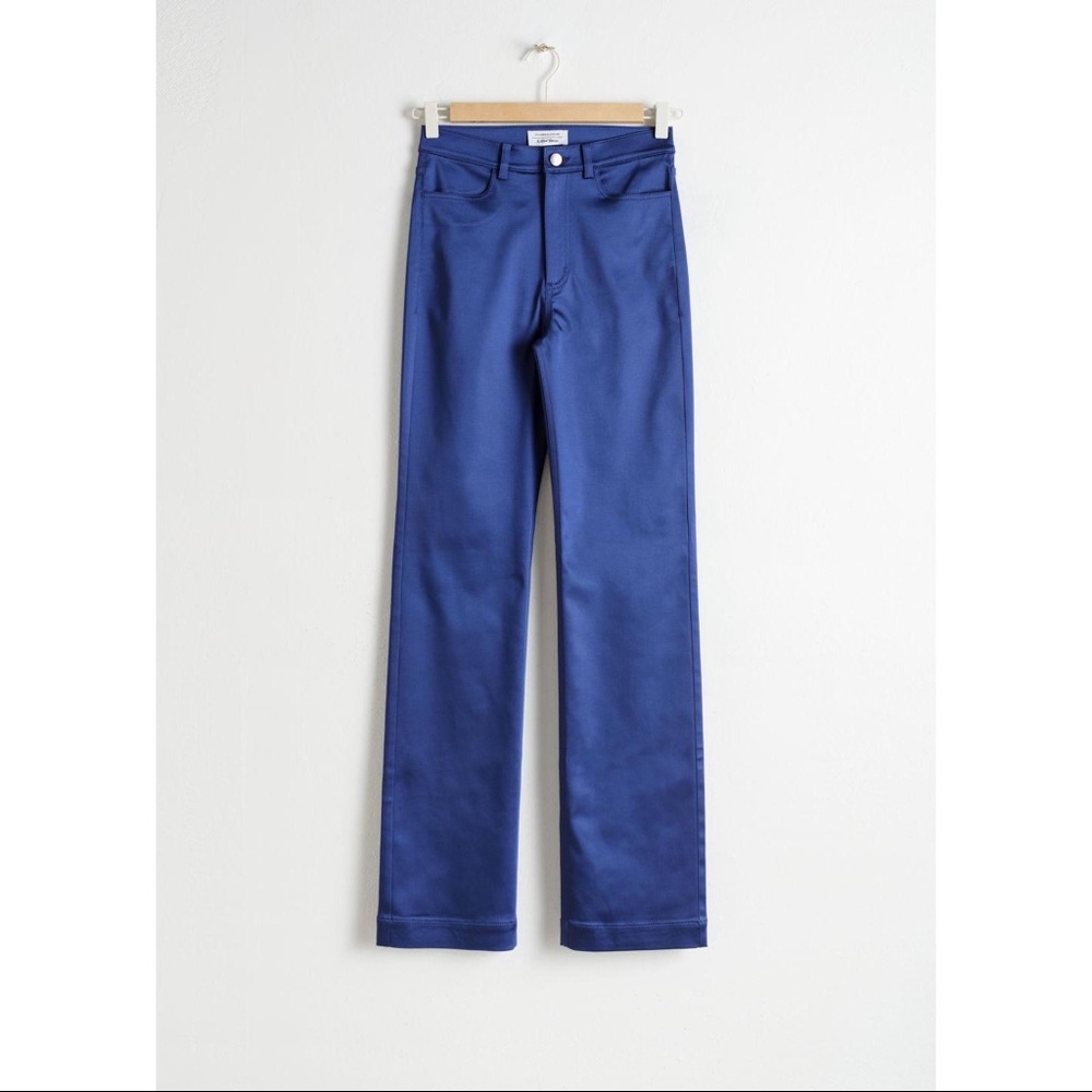 & other stories blue satin pants